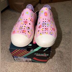 Skechers Pink Floral Foamies Slip-On Sneakers